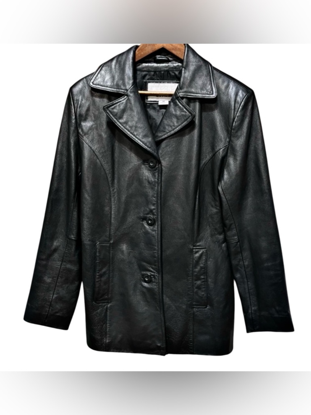 Wilsons Leather Black Leather Jacket Size M